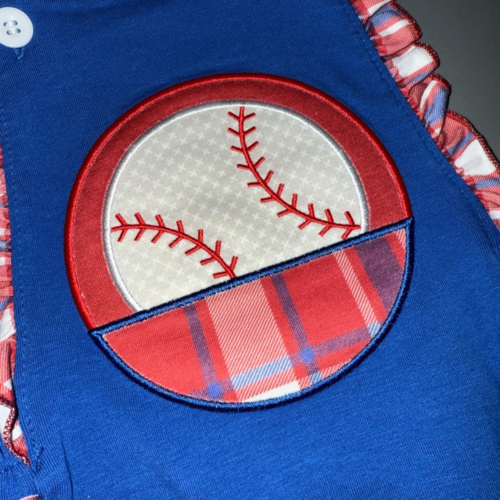 Blue and Red Baseball-Themed Kids One Piece- NWOT - Picture 3 of 3